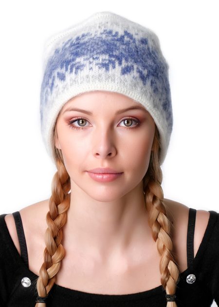 Вязаная шапка для девушек из 100% шерсти с узором снежинки