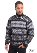 Зимний мужской свитер с горлом шерстяной с узорами