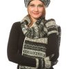 Подарочный набор ночь: шерстяной шарф варежки шапка с отворотом