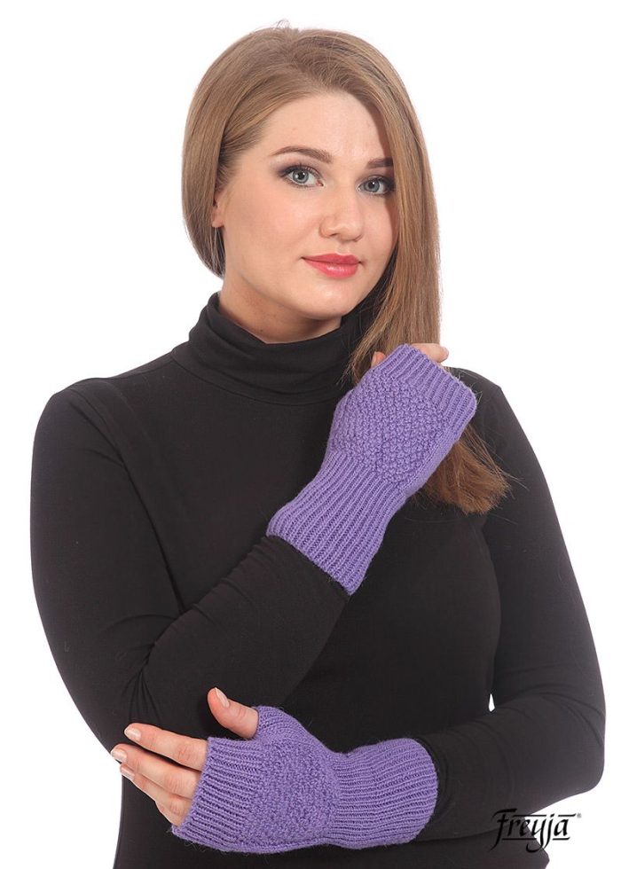 Митенки женские для рук шерстяные вязаные ∙ фиолетовый