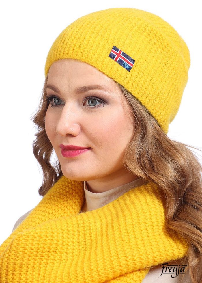 Молодежная норвежская шапка-бини желтая