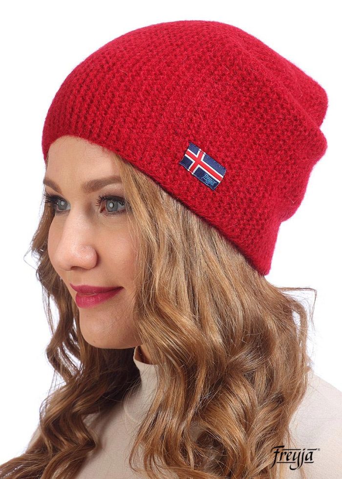 Молодежная норвежская шапка-бини красная