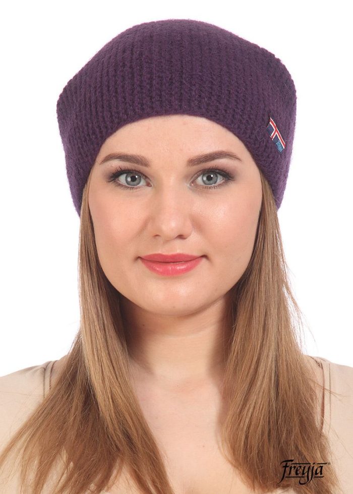 Молодежная норвежская шапка-бини фиолетовая