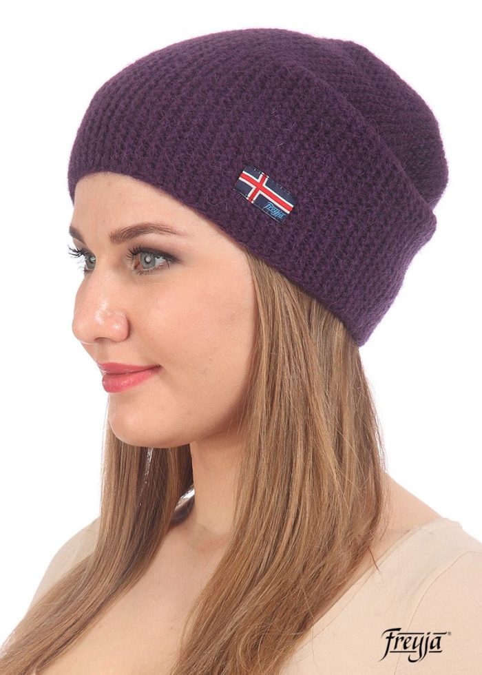 Молодежная норвежская шапка-бини фиолетовая
