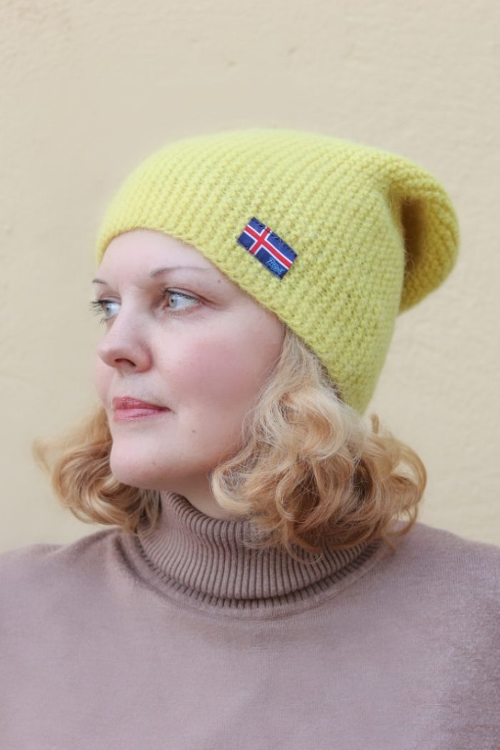 Молодежная норвежская шапка-бини желтая