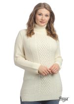 Длинный норвежский свитер с косам для девушек белый