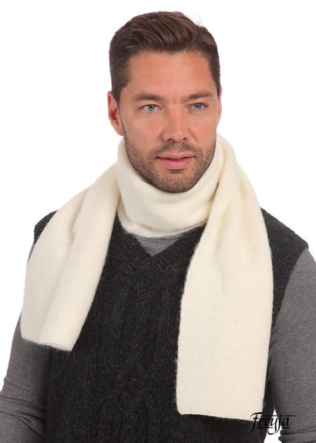 Вязанный шарф белый ∙ 160×23 см