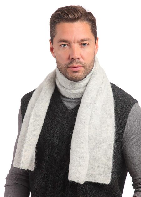 Вязанный шарф светло-серый ∙ 160×23 см