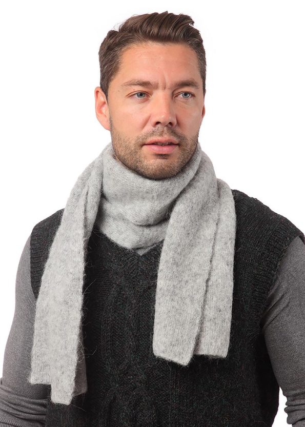 Вязанный шарф серый ∙ 160×23 см