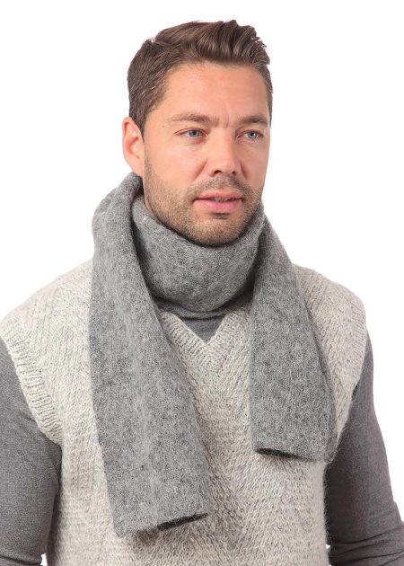 Вязанный шарф серый ∙ 160×23 см
