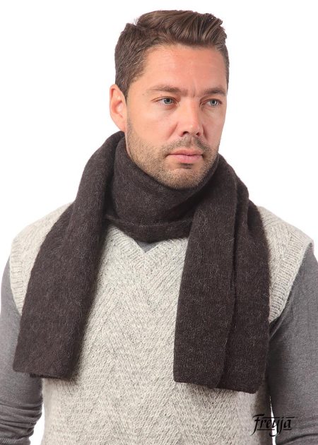 Вязанный шарф коричневый ∙ 160×23 см