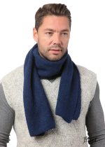 Вязанный шарф синий ∙ 160×23 см