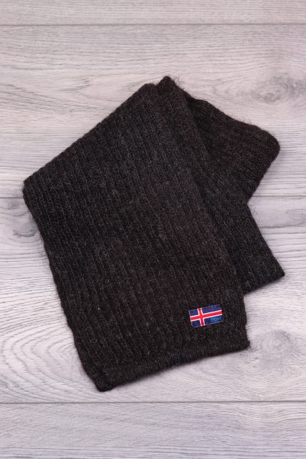 Вязанный шарф длинный черный ∙ 200×18 см