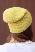 Молодежная норвежская шапка-бини желтая