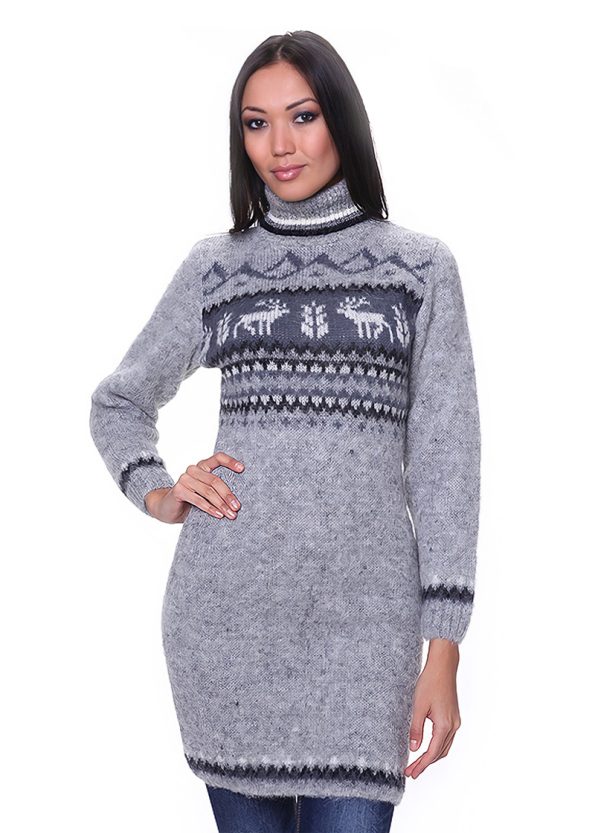 Шерстяное платье-свитер для женщин