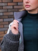 Жакет-бомбер шерстяной серый с мятой