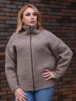 Жакет шерстяной коричневый с воротником