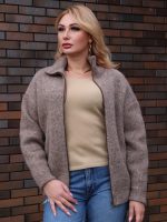 Жакет шерстяной коричневый с воротником