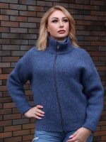 Жакет шерстяной синий с воротником