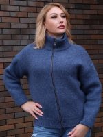 Жакет шерстяной синий с воротником