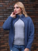 Жакет шерстяной синий с воротником