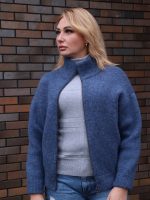 Жакет шерстяной синий с воротником