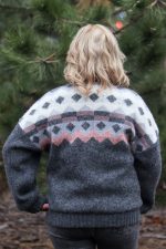 Жакет-бомбер шерстяной серый с розовым