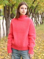 Свитер шерстяной коралловый Свитер шерстяной коралловый