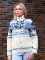 Кардиган вязаный женский на молнии с узором
