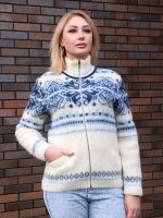 Кардиган вязаный женский на молнии с узором