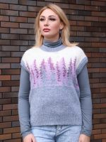 Жилет вязаный женский с узором Жилет вязаный женский с узором