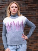 Жилет вязаный женский с узором Жилет вязаный женский с узором