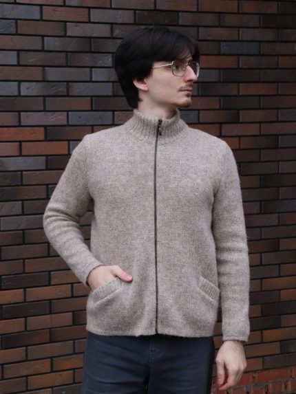 Кардиган мужской шерстяной на молнии однотонный