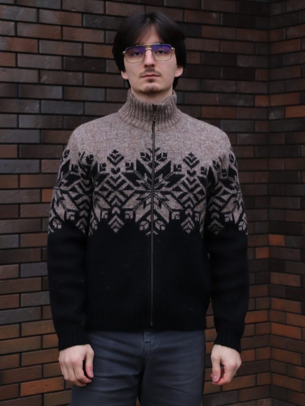 Кардиган мужской шерстяной на молнии без карманов