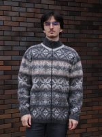 Кардиган мужской шерстяной на молнии с узором