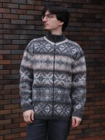Кардиган мужской шерстяной на молнии с узором