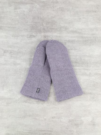 Шерстяные однотонные варежки женские на флисе